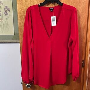 Torrid Vibrant Red V-Neck Blouse. Size 0. New
